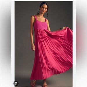 NWOT Anthropologie fuschia pleated maxi dress